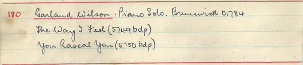 Scan of handwritten track details